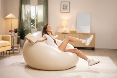 Fotoliu-sac gonflabil Intex Velur Beanless Bag Beige cumpăra în Chișinau. Foto 3