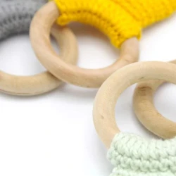 Игрушка для прорезывания зубов с деревянным кольцом BabyJem Amigurumi Жёлтая купить в Кишиневе. Фото 4