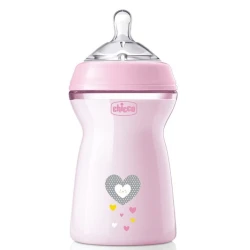 Biberon pentru bebeluși din plastic Chicco Natural Feeling Heart Pink, 330 ml cumpăra în Chișinau. Foto 1