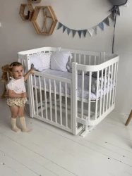 Set Pătuț Kuzea Miya White + Comoda-măsuță de înfășat HappyBaby Standart 800 PAL White cumpăra în Chișinau. Foto 8