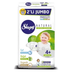Подгузники Sleepy Natural Ultra Sensitive Jumbo Maxi Plus 4+ (9-16 кг), 52 шт. купить в Кишиневе. Фото 2