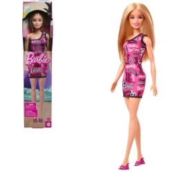 Păpușa Barbie Fashion cu părul blond și rochie roz cu logo-ul Barbie cumpăra în Chișinau. Foto 1