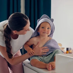 Банное полотенце Lionelo Muslin Hooded Towel Grey Sky, 80x80 см купить в Кишиневе. Фото 2
