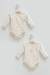 Body cu mâneca lungă Caramell Cherry Baby Ivory & Ecru, 2 buc. (0L) cumpăra în Chișinau. Foto 1