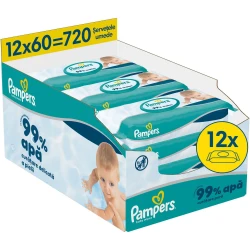 Влажные салфетки Pampers 99% Water, 12x60 шт. купить в Кишиневе. Фото 1