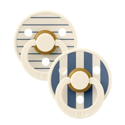 Пустышка круглая латексная Bibs Colour Pin Ivory & Steel Blue Mix (0-6 мес.), 2 шт. купить в Кишиневе. Фото 1