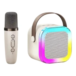 Караоке-колонка Essa Toys K12 с беспроводным микрофоном и RGB-подсветкой, белая купить в Кишиневе. Фото 2