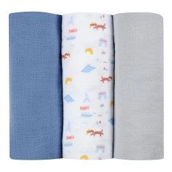 Пелёнки из муслина Beaba Paris Blue (70x70 см), 3 шт купить в Кишиневе. Фото 2