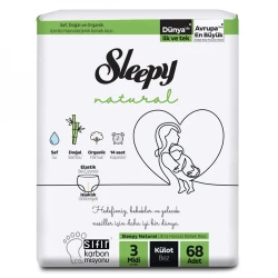 Подгузники-трусики Sleepy Natural Ultra Sensitive Double Midi 3 (4-9 кг), 68 шт. купить в Кишиневе. Фото 1