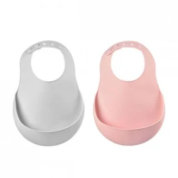 Слюнявчик силиконовый Beaba Old Pink/Light Grey 2 шт купить в Кишиневе