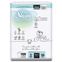 Scutece Sleepy Bio Natural Midi 3 (4-9 kg), 56 buc. cumpăra în Chișinau. Foto 1