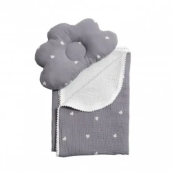 Set paturica și pernă ortopedică Twins Muslin 110x80cm Gri cumpăra în Chișinau. Foto 1