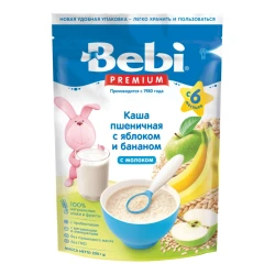 Каша Bebi пшеничная с яблоками и бананами на молоке (6 мес+), 200 гр купить в Кишиневе. Фото 1