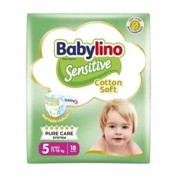 Подгузники Babylino Sensitive №5 (11-16кг), 18 шт. купить в Кишиневе. Фото 1