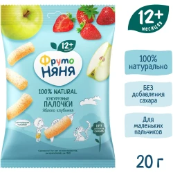 Хрустящие палочки ФрутоНяня с кукурузой, яблоком и клубникой (12 мес+), 20 гр купить в Кишиневе. Фото 3