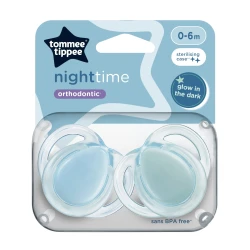 Suzeta ortodontică din silicon Tommee Tippee Nighttime Blue (0-6 luni), 2 buc. cumpăra în Chișinau. Foto 1