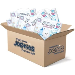 Подгузники Joonies Premium Soft Mega Box NB (0-5 кг), 144 шт. купить в Кишиневе. Фото 1