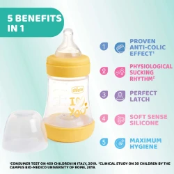 Бутылочка для кормления из пластика Chicco Perfect5 Yellow, 150 мл купить в Кишиневе. Фото 9