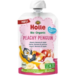 Piure Holle Peachy Penguin din piersica-banana-mar-iaurt (8 luni+), 100 g cumpăra în Chișinau. Foto 1