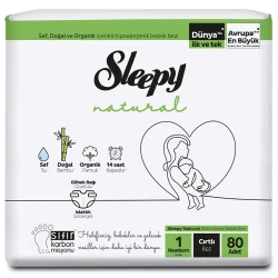 Подгузники Sleepy Natural Ultra Sensitive Jumbo Newborn 1 (2-5 кг), 80 шт. купить в Кишиневе. Фото 1