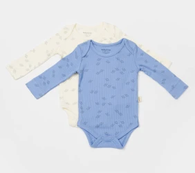 Боди с длинным рукавом BabyCosy Modal Blue & Ivory, 2 шт. (18-24М) купить в Кишиневе. Фото 1