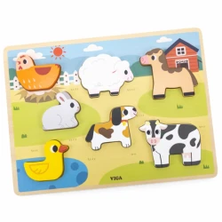 Puzzle din lemn Viga tactil – inserție Ferma, 7 elemente cumpăra în Chișinau. Foto 2