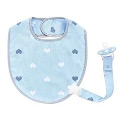 Хлопковый слюнявчик BabyJem Hearts Light Blue купить в Кишиневе. Фото 1