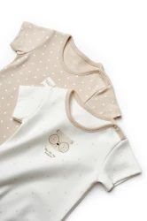 Body cu mânecă scurtă BabyCosy Ivory & Ecru, 2 buc. (6-9L) cumpăra în Chișinau. Foto 6