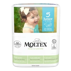 Подгузники эко гипоаллергенные Moltex Nature Junior 5 (11-16 кг), 25 шт. купить в Кишиневе. Фото 1