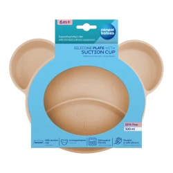 Farfurie din silicon cu ventuză și compartimente Canpol babies Bear 500 ml, bej cumpăra în Chișinau. Foto 3