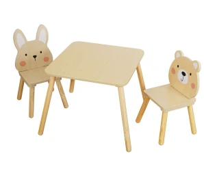 Детский столик с 2 стульчиками Moni Bunny & Bear Wood купить в Кишиневе. Фото 1