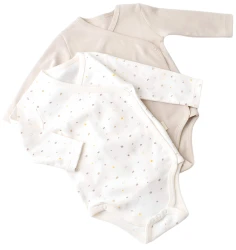 Боди с длинным рукавом BabyCosy Organic Ivory & Beige, 2 шт. (6-9М) купить в Кишиневе. Фото 1