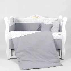 Комплект: Кроватка Kuzea Anghelina-2 Grey + Матрас Kuzea 120x60 + Постельное бельё 8 предметов PernaMea Confort купить в Кишиневе. Фото 6