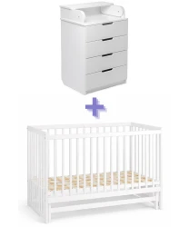 Комплект: Кроватка Kuzea Sofia White + Комод-пеленальный столик PernaMea HappyBaby 600 White купить в Кишиневе. Фото 1