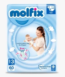 Подгузники для детей Molfix Premium Midi, размер 3 (4–9 кг), 60 шт. купить в Кишиневе. Фото 1