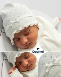 Шапочка Caramell All Time Girl Heart Ivory (3-6М) купить в Кишиневе. Фото 2