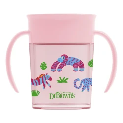 Set pentru bebeluși Dr. Browns biberon din polipropilena 250 ml + lingurite + cana Cheer Jungle Pink cumpăra în Chișinau. Foto 2