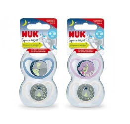 Соска ортодонтическая силиконовая NUK Space Night 6-18 мес, 2 шт купить в Кишиневе. Фото 6
