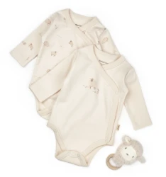 Body cu mânecă lungă BabyCosy Cream & Ecru, 2 buc. (3-6L) cumpăra în Chișinau. Foto 1