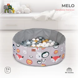 Игровой манеж с шариками Moni Melo 90 balls Animals Grey купить в Кишиневе. Фото 5