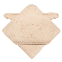 Prosop de baie Lionelo Muslin Hooded Towel Beige Sand, 80x80 cm cumpăra în Chișinau. Foto 6