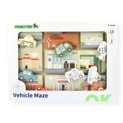 Деревянный лабиринт Tooky Toy Транспортные средства Головоломка купить в Кишиневе. Фото 1