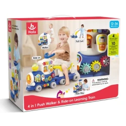 Игрушка на верёвочке Hola Toys 4 в 1 Поезд (синий) купить в Кишиневе. Фото 1