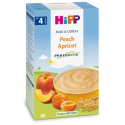  Каша HIPP из риса и кукурузы с молоком, с персиком и абрикосом (4+ мес.), 250 гр купить в Кишиневе. Фото 1