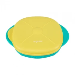Farfurie compartimentată cu ventuză și capac U-grow Yellow&Blue, 19×24×6 cm cumpăra în Chișinau. Foto 2