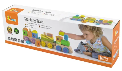 Кубики Viga Stacking Train Multicolor, 14 шт. купить в Кишиневе. Фото 1