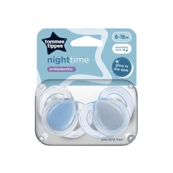 Suzetă ortodontică din silicon Tommee Tippee Night Time Blue (6-18 luni), 2 buc. cumpăra în Chișinau. Foto 1