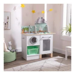 Bucătărie pentru copii KidKraft Whisk & Wash, cu mașină de spălat, albă cumpăra în Chișinau. Foto 2