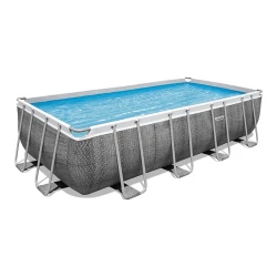 Каркасный бассейн Bestway Power Steel 488x244x122 см, 11532 литра, серый ротанг купить в Кишиневе. Фото 1