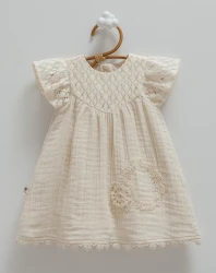 Платье с коротким рукавом Caramell Lace Flowers Beige (6-9М) купить в Кишиневе. Фото 1